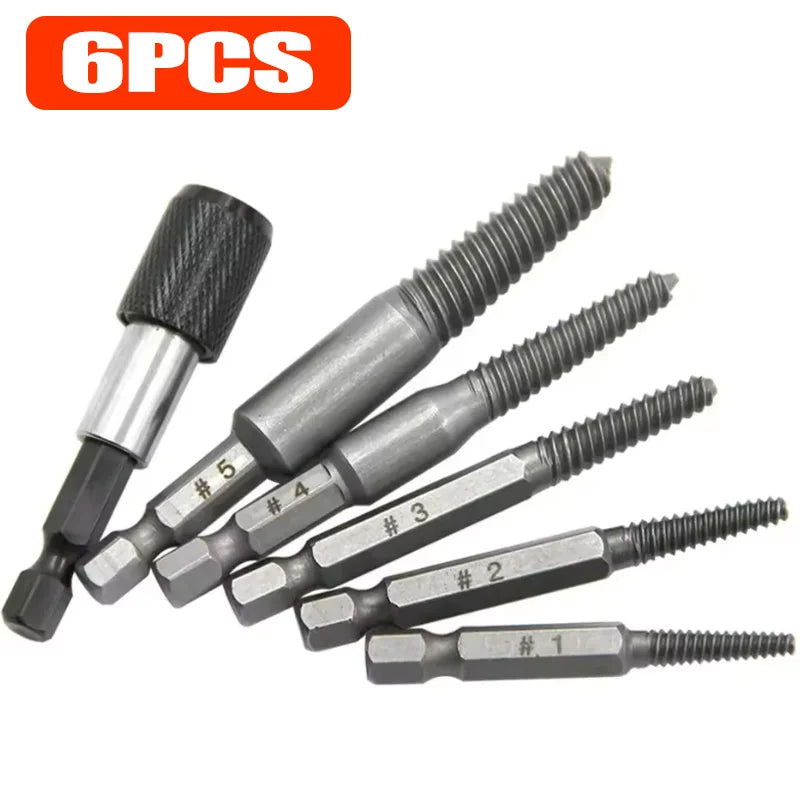 Screw Remover Extractor Center Drill Bits Carbon Steel Guide Set Broken Damaged Pipe Stud Bolt Remover Hex Shank Spanner Tools
