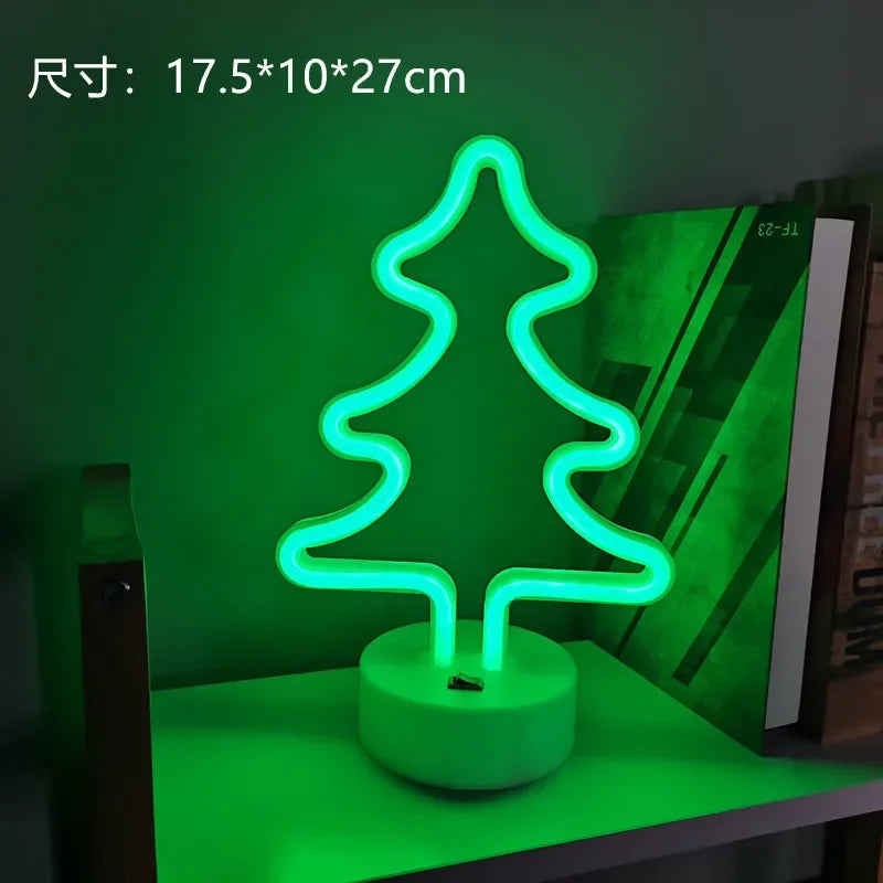 Flamingo Led Neon Light Coconut Tree Cactus Heart Shape Lamp Stand Colorful Home Room Decoration Christmas Night light