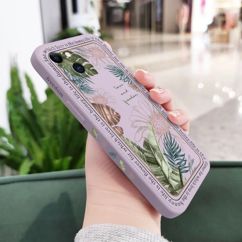 Ins Tropical Style Phone Case For iPhone 17 Air 16 15 14 13 12 11 Pro Max Mini X XR XS MAX Plus Cover