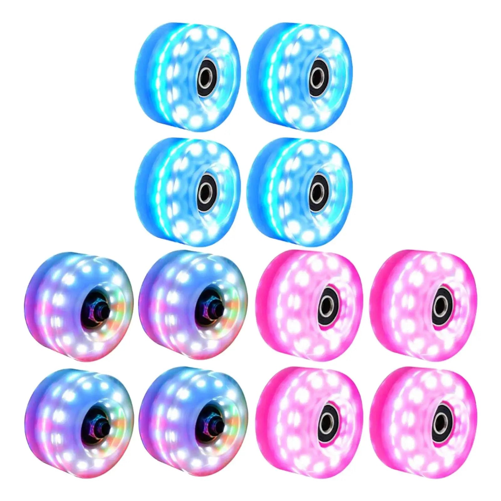 4 Roller Skate Wheels Luminous Quad Roller Skateboard Wheels With Bearings Installed Double Row Roller Skates Wheel Accessories