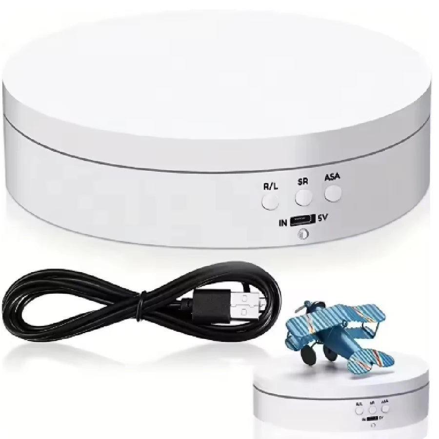 USB-Powered Rotating Turntable with 3 Speed Modes 360° Motorized Display Stand for Product Photography Jewelry&Video Shooting