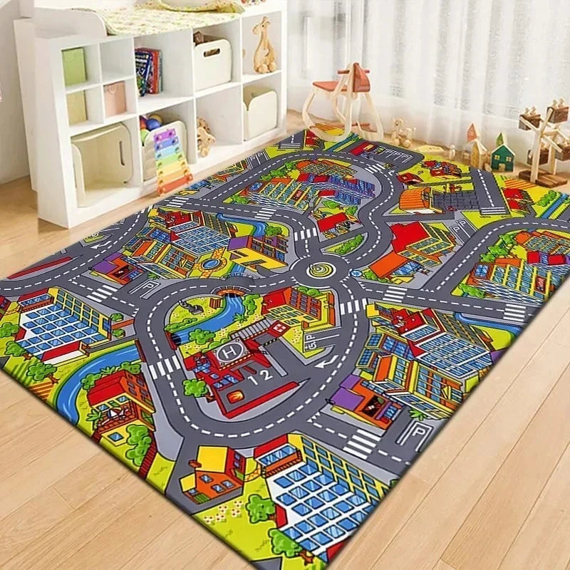 100x160cm Non-slip Baby Play Mat Crawling Mat Cartoon Runway Carpet Baby Toys Parking Lot Road Game Mats for Playing Car Toys