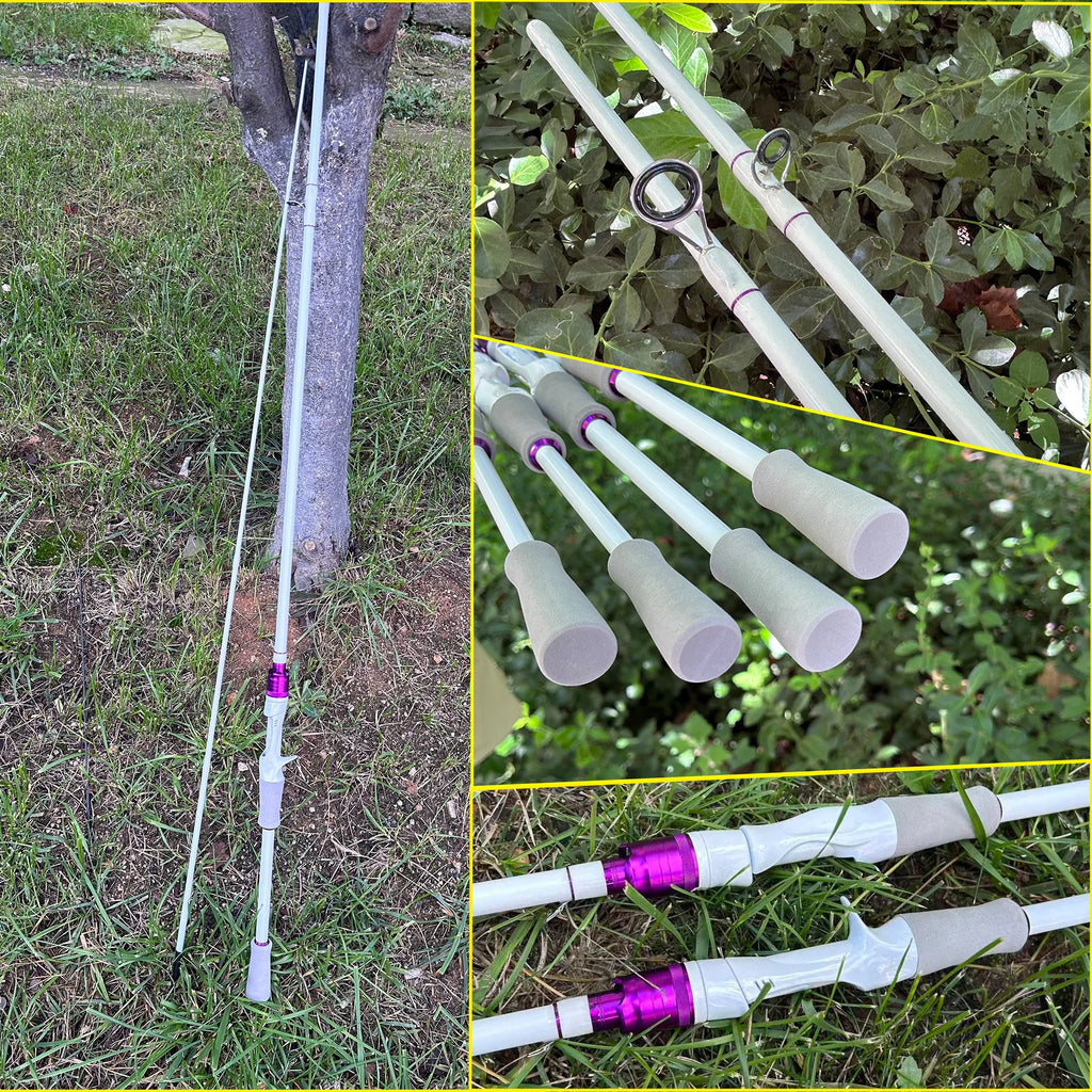 White Fishing Rod 1.8m 2.1m 2-Section Design, Fiberglass Composite Rod Body, Strong and Durable, M-Tune, Suitable for Both Men and Women, Affordable Price, Suitable for Both Saltwater and Freshwater, Choice between Gun Handle