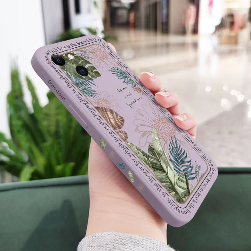 Ins Tropical Style Phone Case For iPhone 17 Air 16 15 14 13 12 11 Pro Max Mini X XR XS MAX Plus Cover