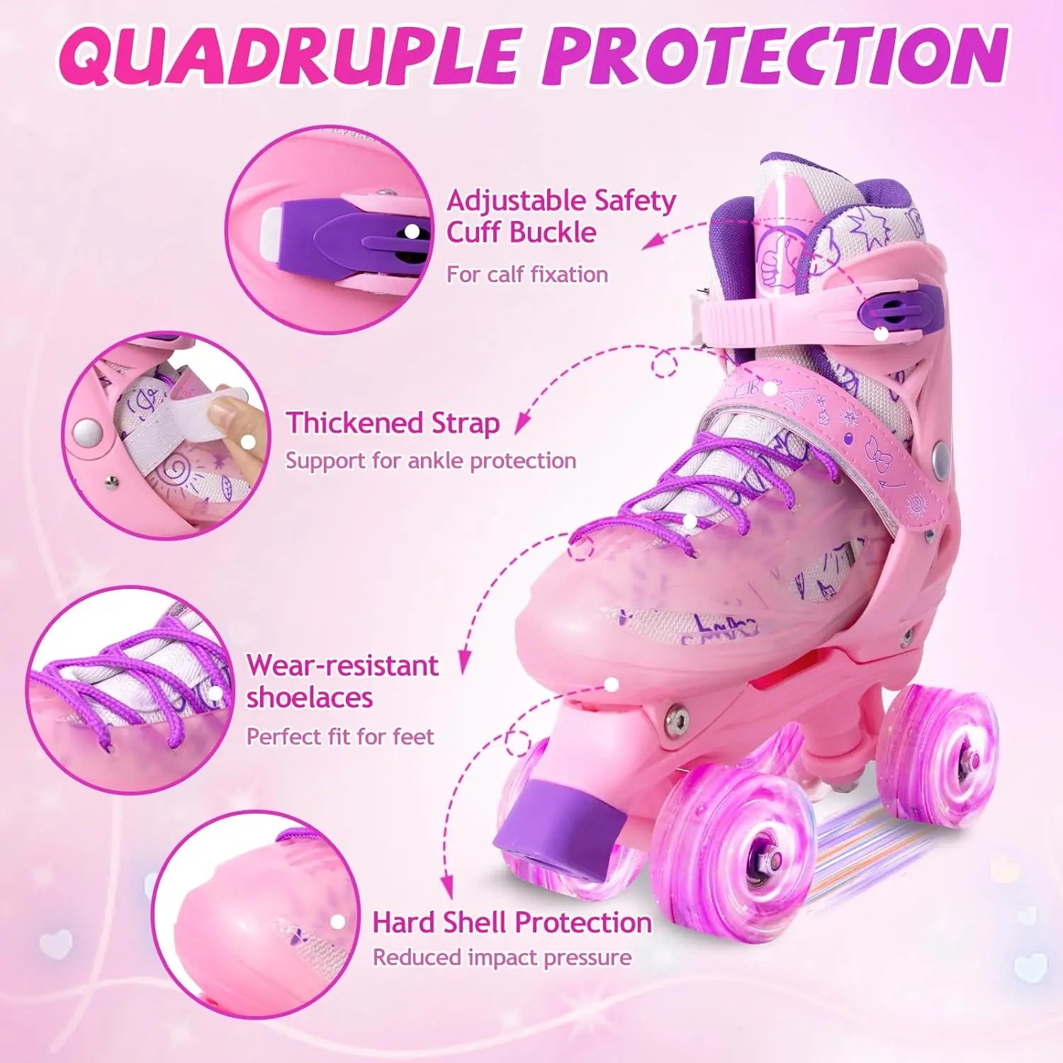 2025 Double Row Inline 2 In 1 Roller Skate Shoes Kids 4 Wheels Skates Boys Girls Outdoor Skating Sneakers Adjustable Size 27-38