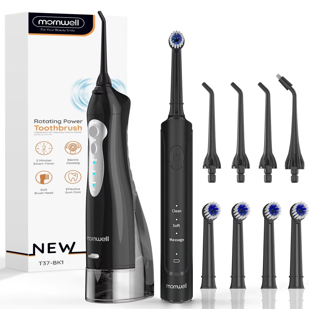 Electric Toothbrush with Water Flosser Combo in One - Sonic Flossing Toothbrushes for Teeth Cleaning, Rechargeable for Adults