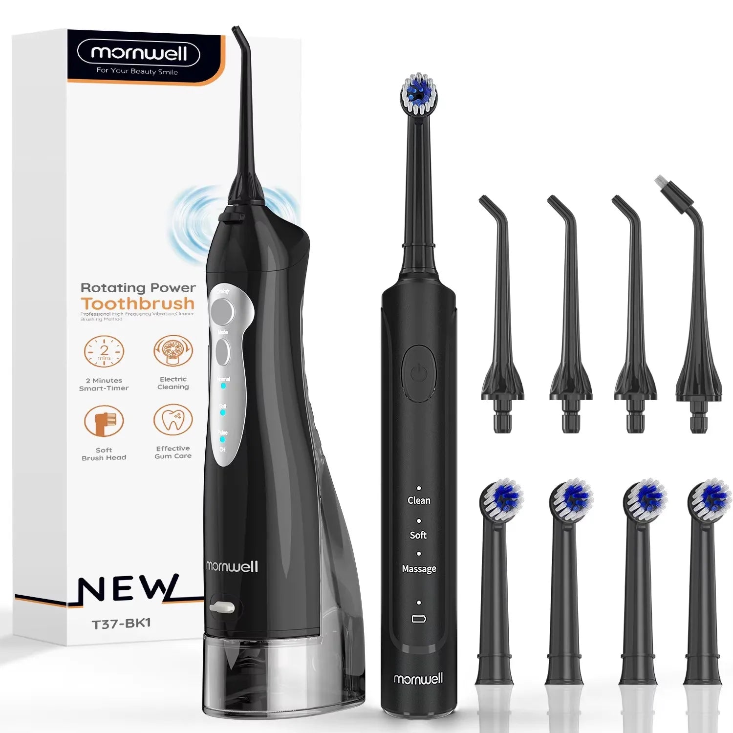 Electric Toothbrush with Water Flosser Combo in One - Sonic Flossing Toothbrushes for Teeth Cleaning, Rechargeable for Adults