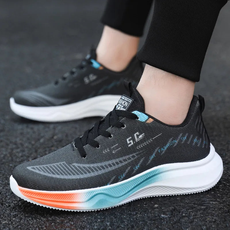 New Summer Student Running Shoes Breathable Lightweight Soft Bottom Fashionable Versatile Trendy Men's Outdoor Sports Shoes