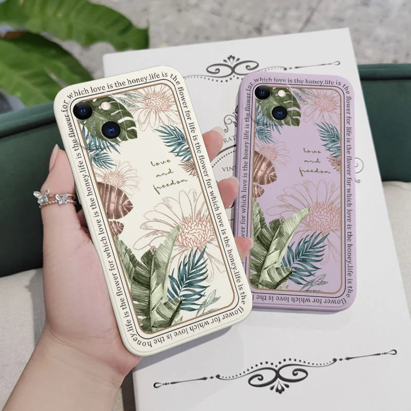 Ins Tropical Style Phone Case For iPhone 17 Air 16 15 14 13 12 11 Pro Max Mini X XR XS MAX Plus Cover