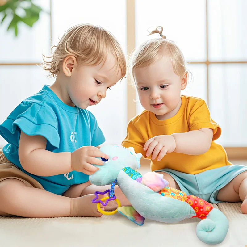 Baby Seahorse Musical Rattles Toys Infant Stuffed Animals Soft Toy with Bright Colors Crinkle Sound Paper Newborn Toys Gifts