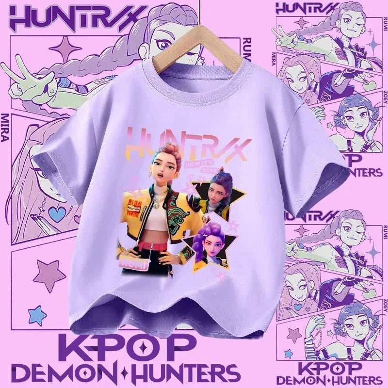 Kpop Demon Hunters T-shirt for kids, short sleeve T-shirt for Girls, Saja T-shirt , Kpop Demon Hunters T-shirt, family clothing