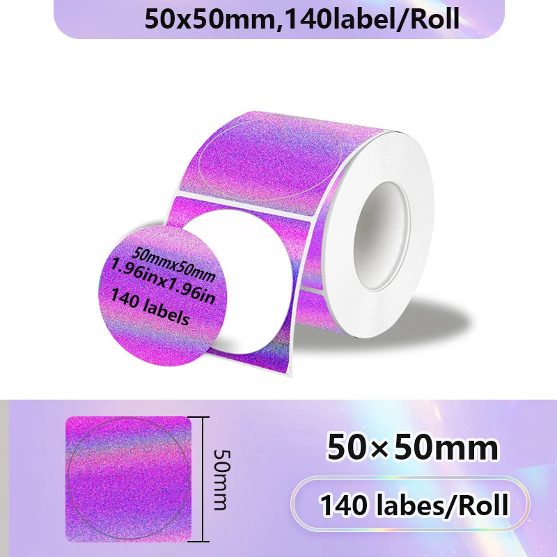 50x50mm Laser Sticker Self-Adhesive Thermal Adhesive Label Roll Compatible for Phomemo M110 M220 M200 E210 P50 DETONG P1 WP9520