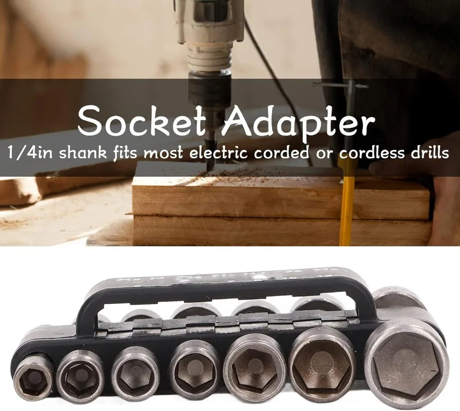 9/14Set Magnetic Socket Screwdriver Wrench Set Hexagon Nut Driver Drill Bit Hexagonal Hand Adapter Electric Impact Bolt Handle