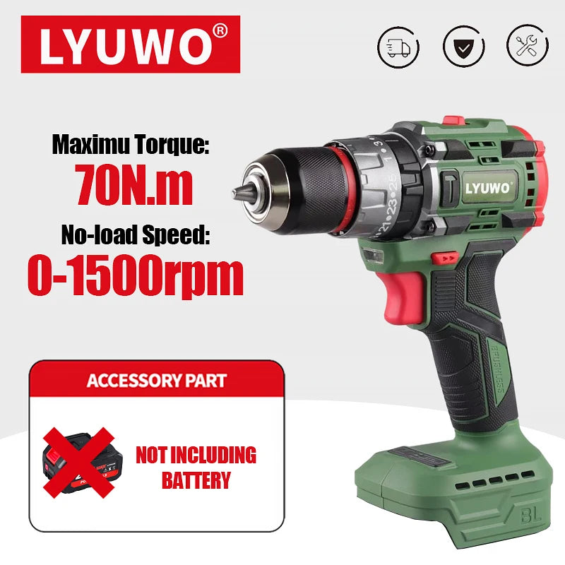 LYUWO Brushless Cordless Electric Screwdriver Kit with Fast-Charging Battery,LED Work Light&Ergonomic Grip(Drill/Driver 2-in-1)