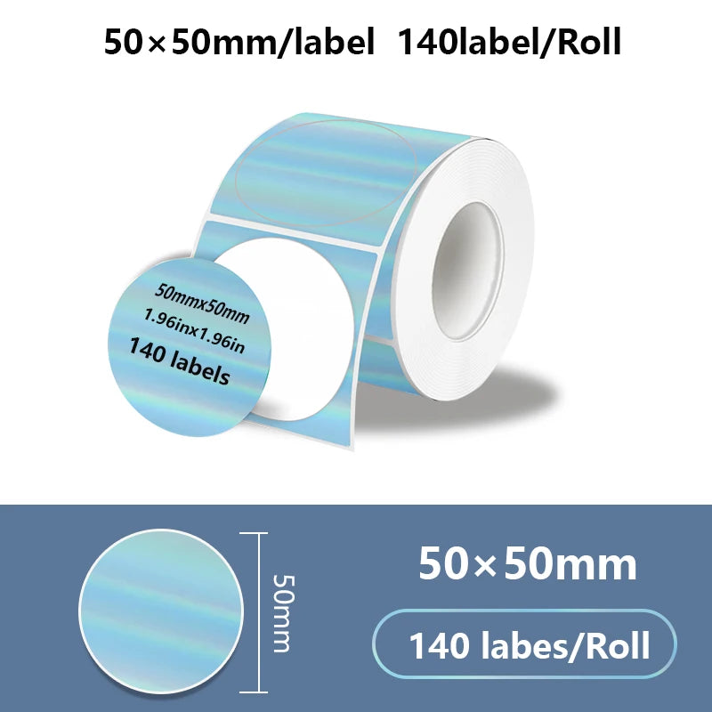 50x50mm Laser Sticker Self-Adhesive Thermal Adhesive Label Roll Compatible for Phomemo M110 M220 M200 E210 P50 DETONG P1 WP9520