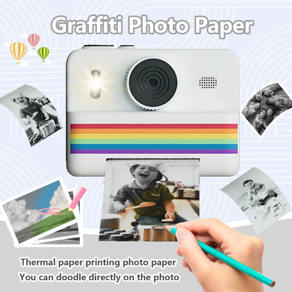 Kids Camera Instant Print Toy 2.8-Inch HD Screen With 32G Memory Card And 3 Rolls Of Printing Paper, Gift For Boys And Girls