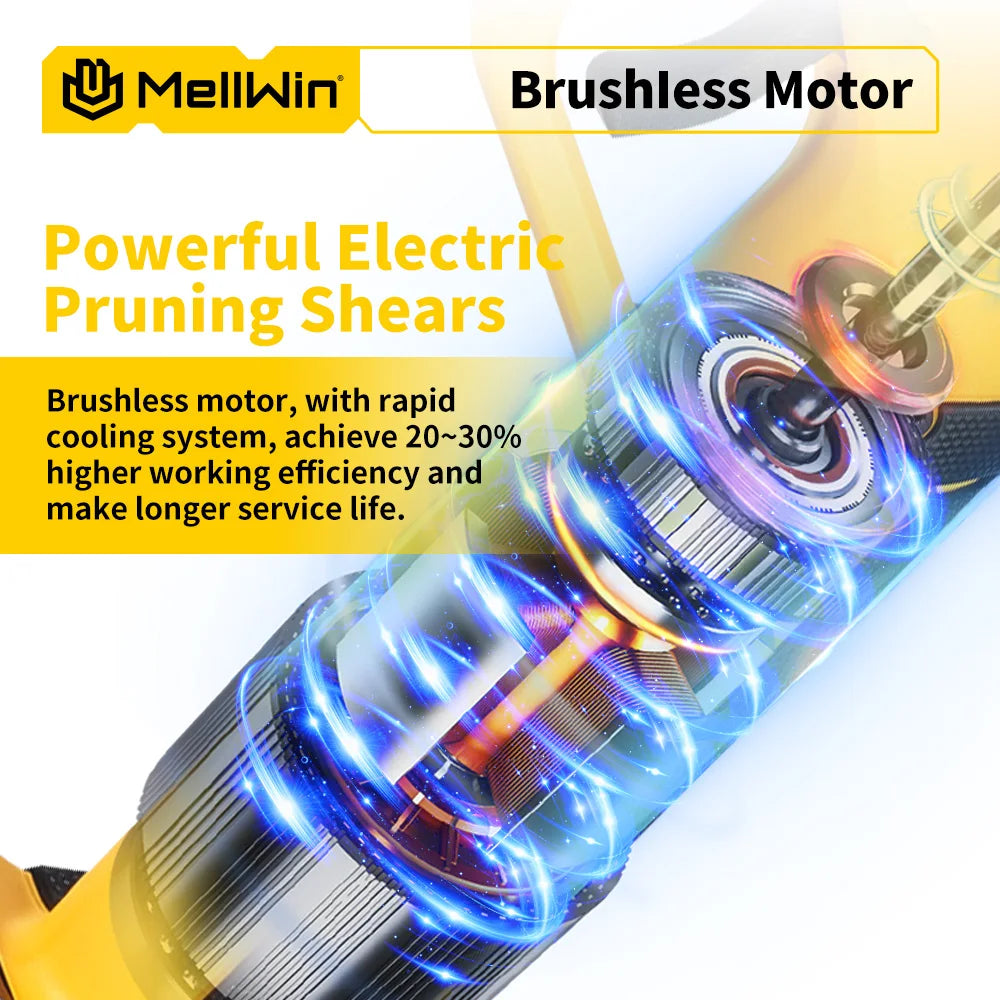 MELLWIN Brushless Electric Pruner Shear With 180CM Telescoping Pole Garden Pole Pruner Shear Tool For Makita 18V Battery Pin