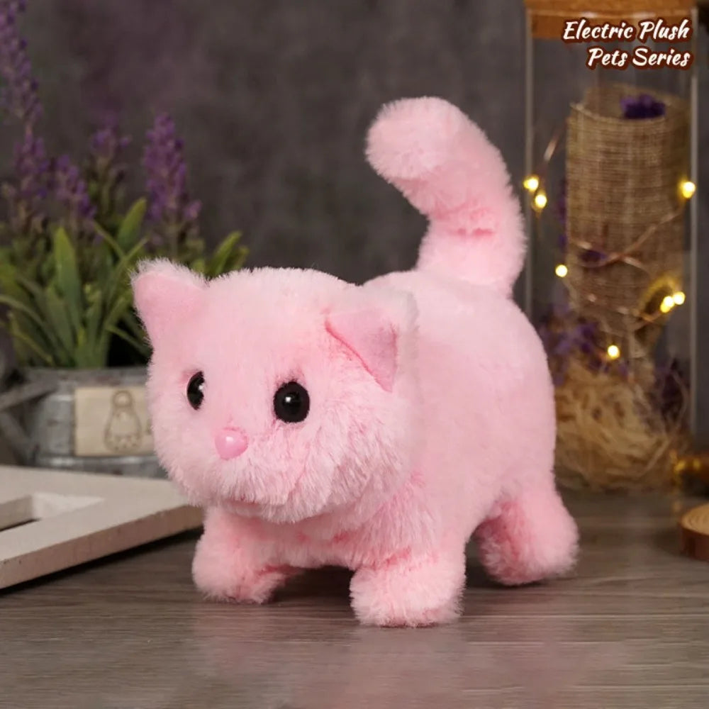 Simulated Robot Kitten Wagging Interactive Kitten Plush Toy Makes You Happy Walking Kitten Robot Electric Pet