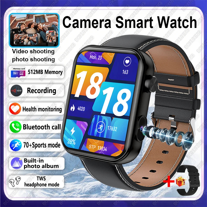 2025 New HD Camera Smart Watch Men Women Photos Record Video Health Monitor Sports Fitness Waterproof Bluetooth Call Smart Watch