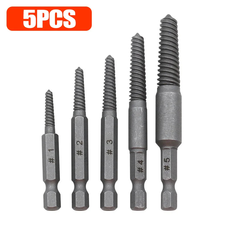 Screw Remover Extractor Center Drill Bits Carbon Steel Guide Set Broken Damaged Pipe Stud Bolt Remover Hex Shank Spanner Tools
