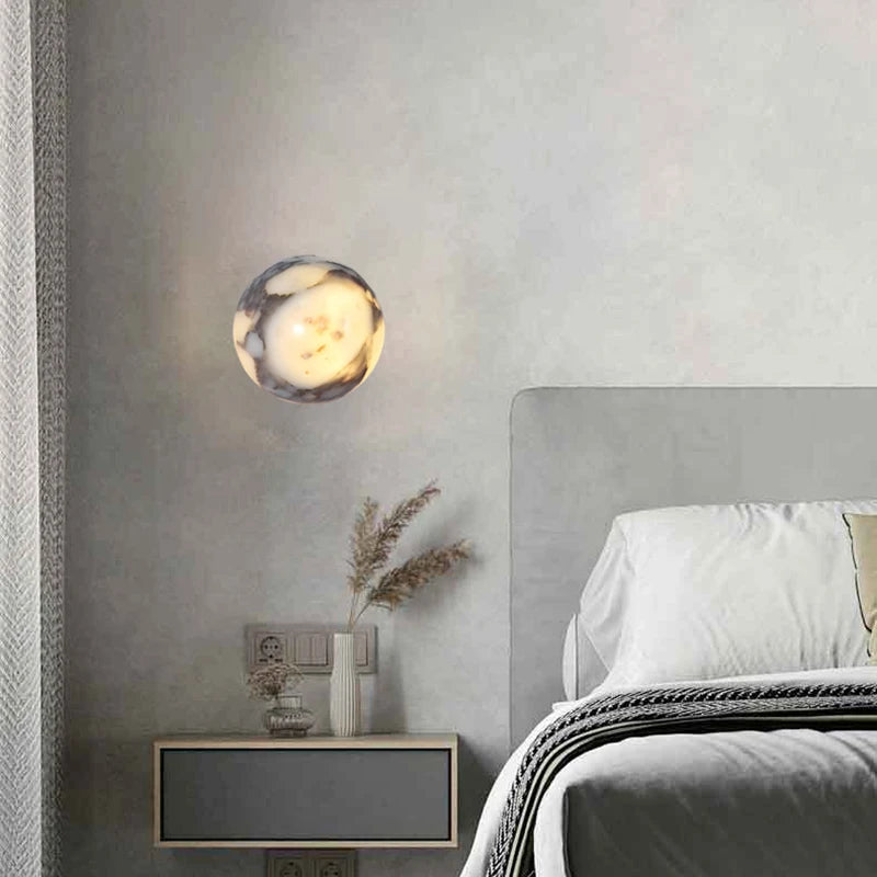 Natural Marble Ball Wall Lamp G9 Bulb Personalized Atmosphere Room Decoration Stone Sconce Stairs Parlor Kitchen