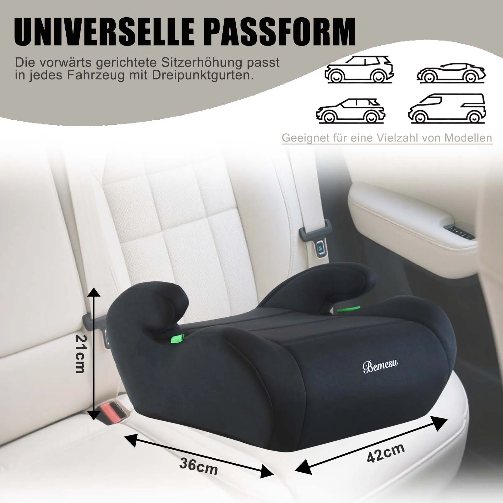 Child Car Safety Booster Seat, Compliant with I-Size Un Ece R129/03 Standard, Three-Point Safety Harness, Portable Child Safety Seat, Suitable for Ages 6-10 (Height 125- 150cm cm)