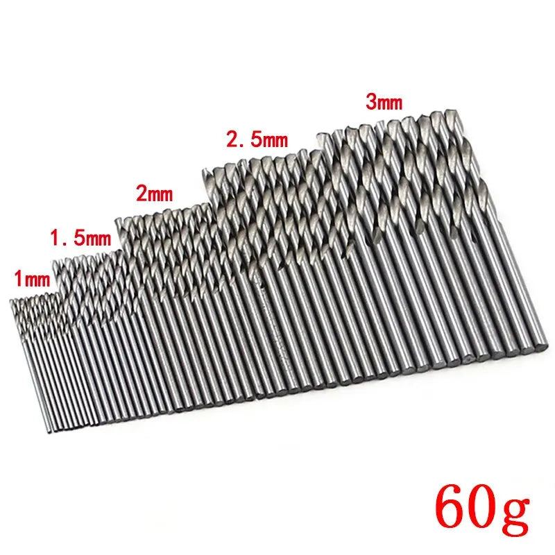 High Speed Steel 50pc Natural Color Small Twist Drill 1-3mm White Straight Shank Drill Bit Electric Drill DIY Woodwork Tool Set
