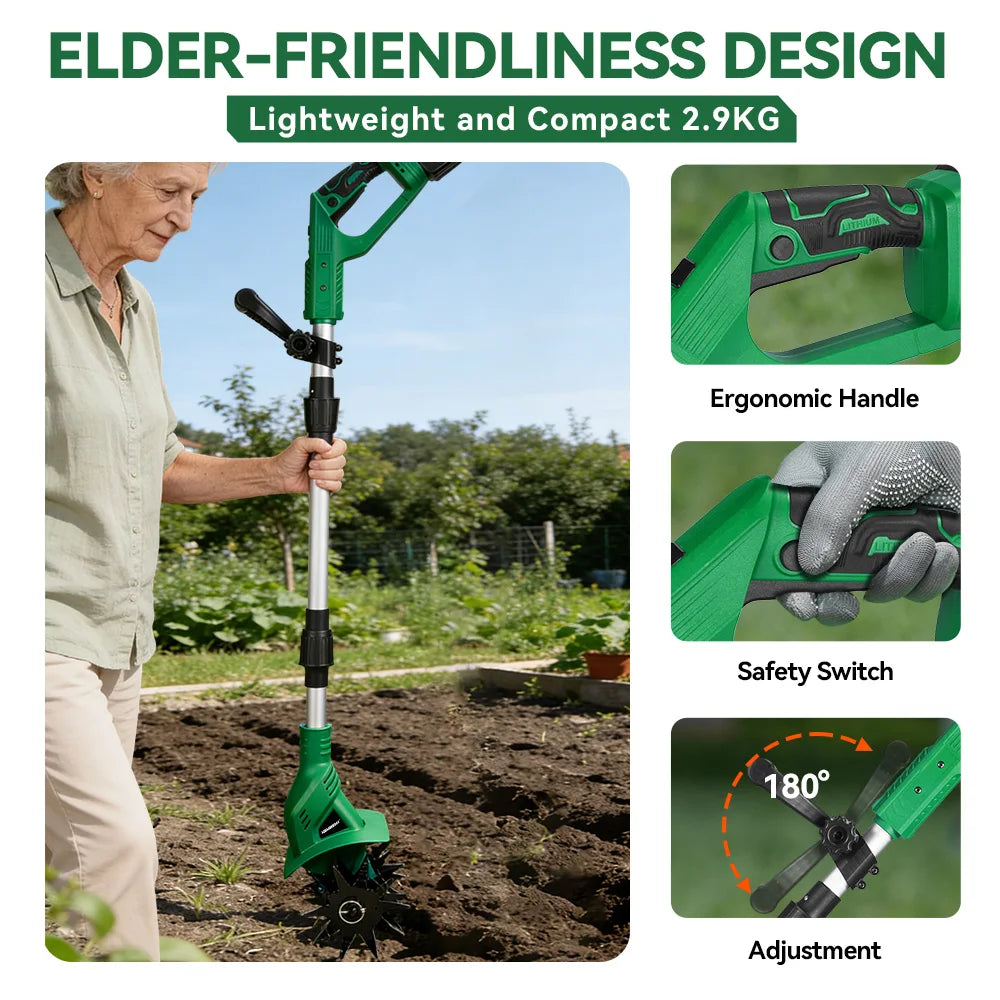 NEWBENY Electric Rototiller Tiller Cultivator Motocultor Cordless Scarifier Garden Tool For Makita 21V Battery Pin