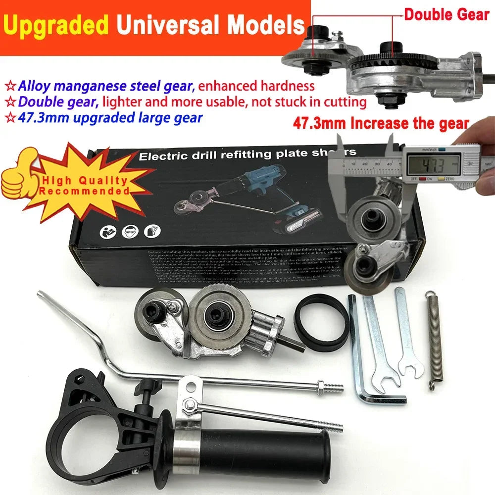 Upgraded Version Electric Drill Plate Cutter Attachment Metal Sheet Cutter Sawing Machines Cutting Tool Nibbler Sheet Metal Cut