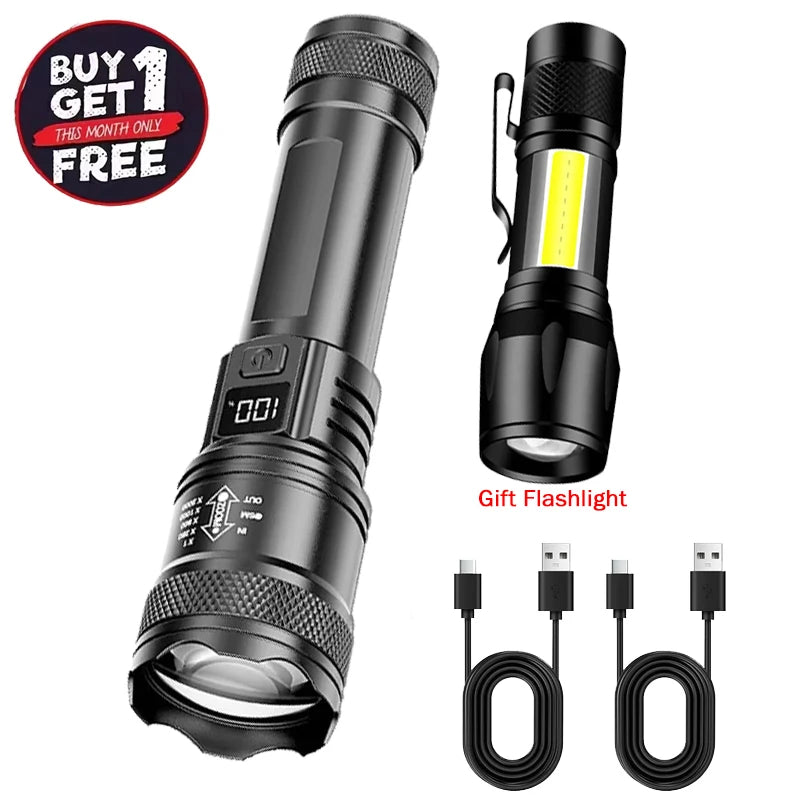 Powerful Mini LED Flashlight COBtXPEZoom Torch Built In Battery USB Rechargeable With Pen Clip Outdoor Camping Emergency Lamp