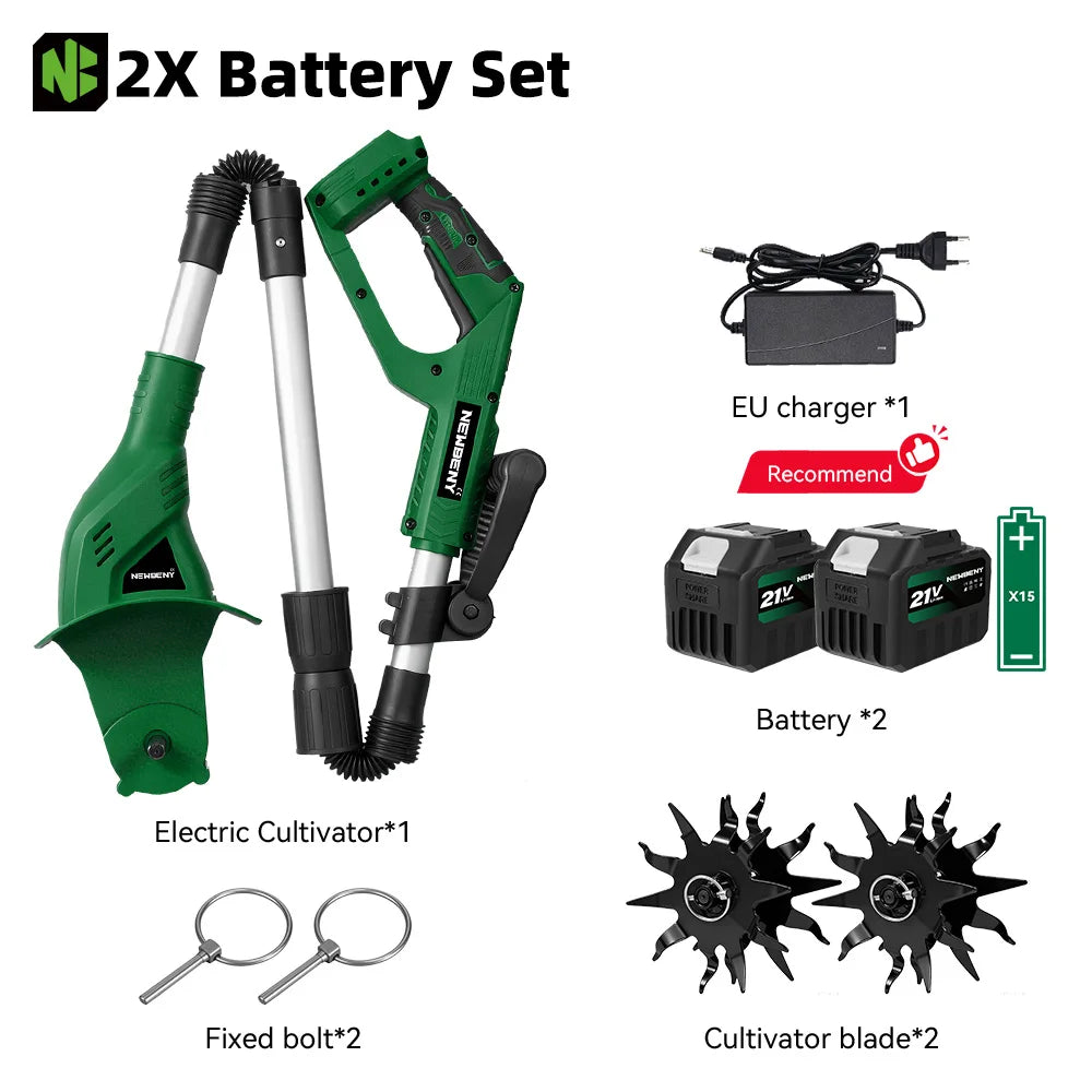 NEWBENY Electric Rototiller Tiller Cultivator Motocultor Cordless Scarifier Garden Tool For Makita 21V Battery Pin