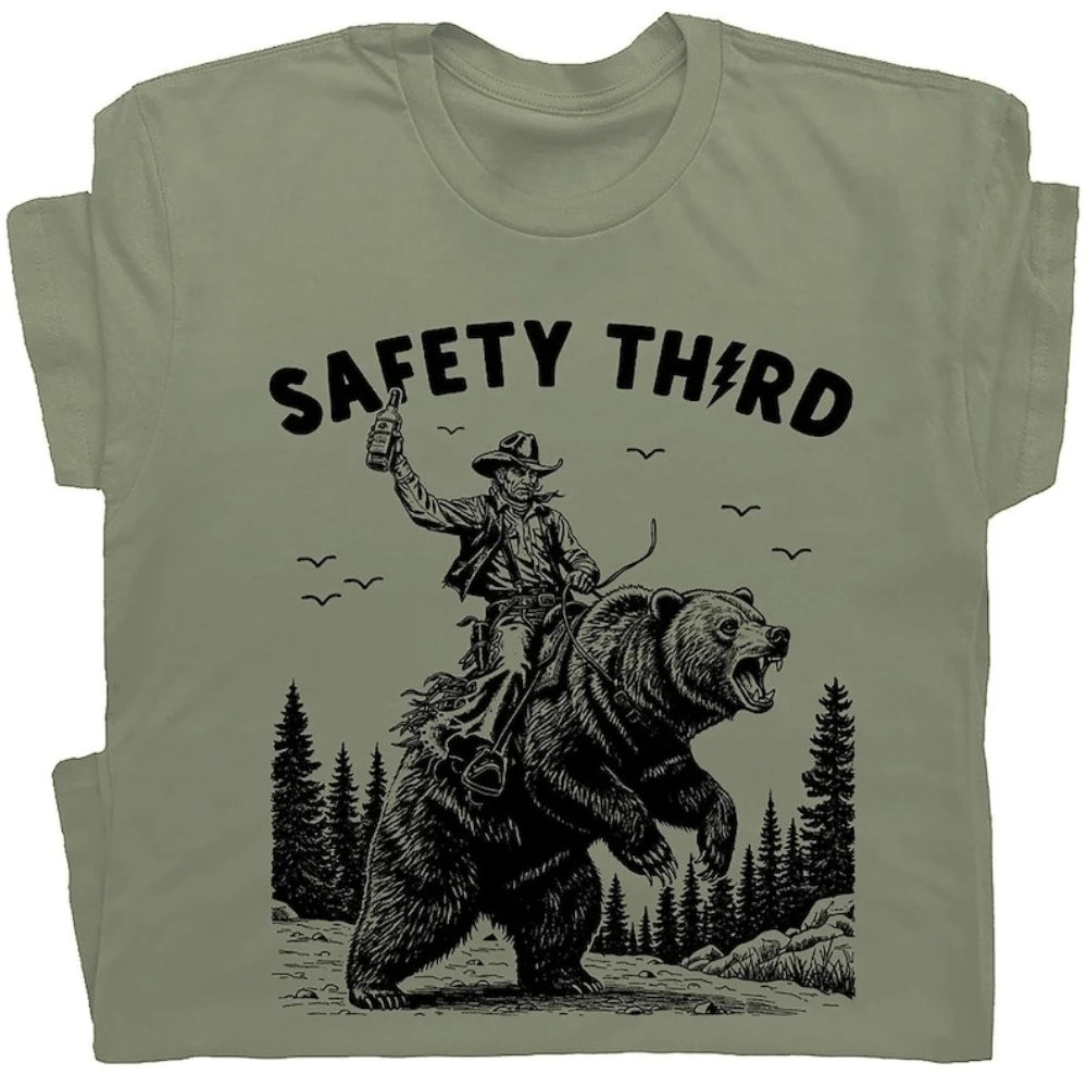 Safety Third Funny T Shirt Nature Crazy Novelty Printed T-shirt Woman Man Vintage Streetwear Casual Cotton Short-sleev Male