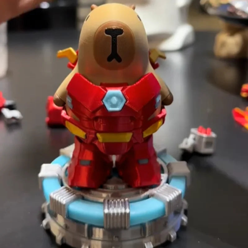 2026 New Capybara Iron Man Magnetic Suit 3d Printed Handmade Collectible Figurine Model Toy Kids Gift Decor Color Box