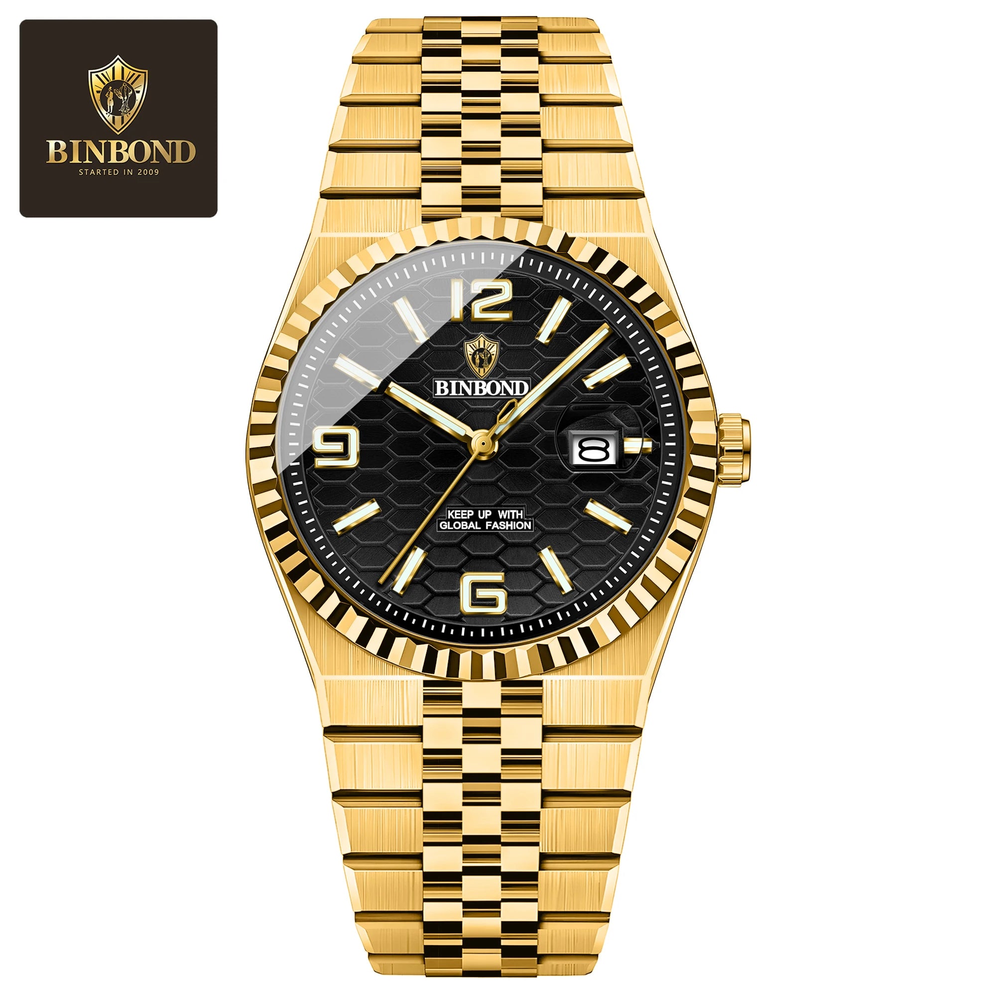 BINBOND Top Brand New 8181 Business Men's Quartz Watch Waterproof Night Light Calendar Fashion Men's Quartz Watch 2025