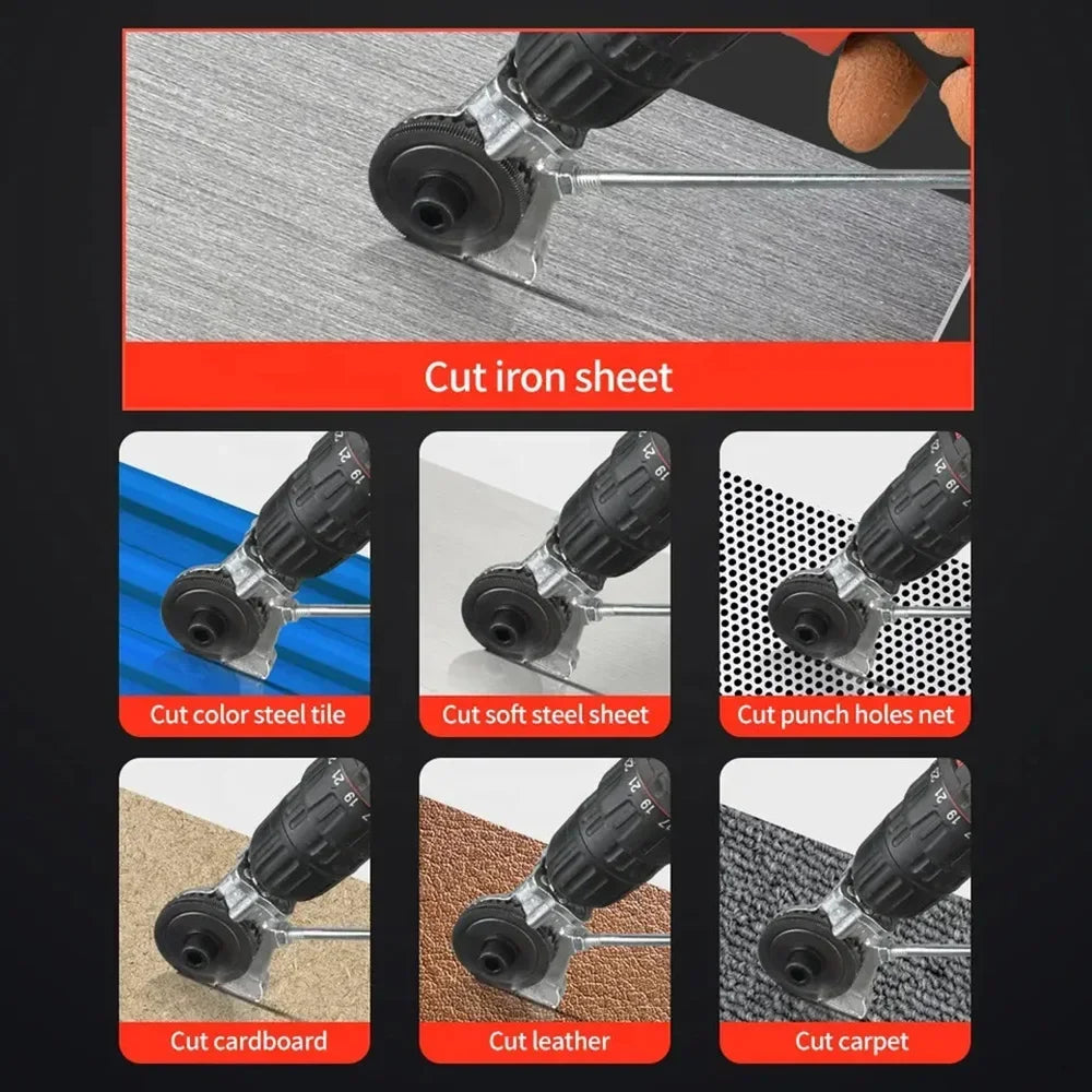 Upgraded Version Electric Drill Plate Cutter Attachment Metal Sheet Cutter Sawing Machines Cutting Tool Nibbler Sheet Metal Cut
