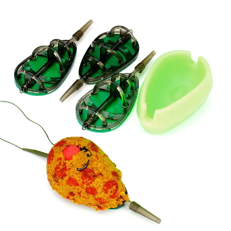 4pcs Stuffing Feeder for Long Range Casting - 3-in-1 Design with Sinker & Bait Cage | European Carp Feeder Fishing Bottom Rig