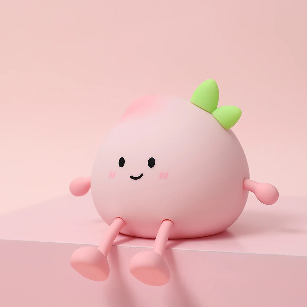 Cartoon Silicone Peach Sleep Lamp,USB ReChargable, LED Night Light for Children Holiday Gift, Cute Bedside Decor