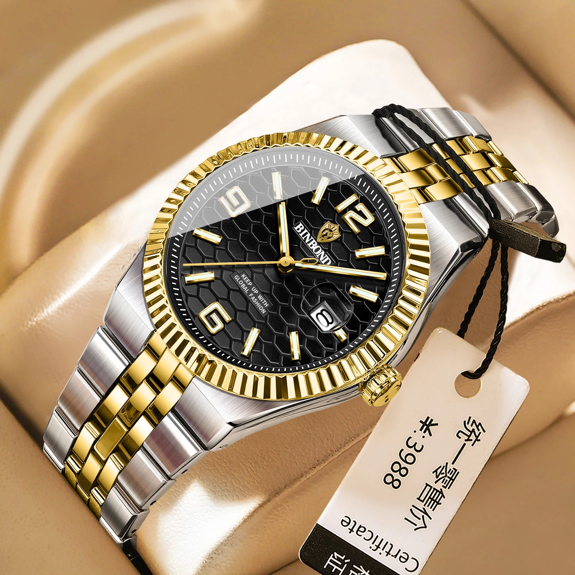 BINBOND Top Brand New 8181 Business Men's Quartz Watch Waterproof Night Light Calendar Fashion Men's Quartz Watch 2025