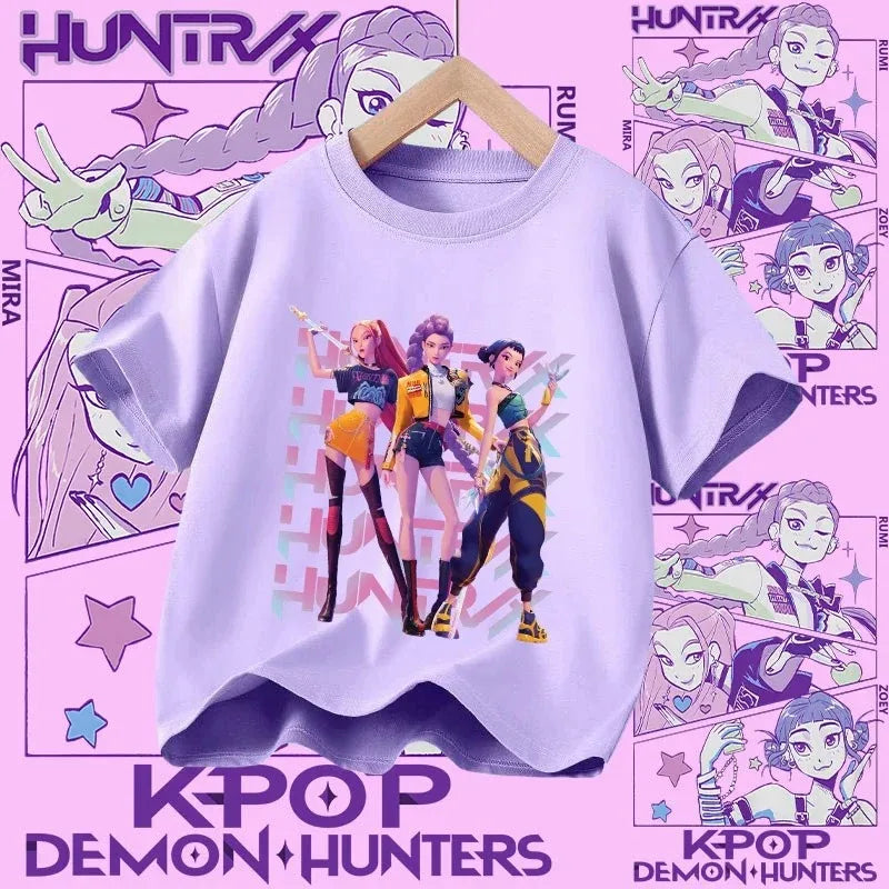 Kpop Demon Hunters T-shirt for kids, short sleeve T-shirt for Girls, Saja T-shirt , Kpop Demon Hunters T-shirt, family clothing