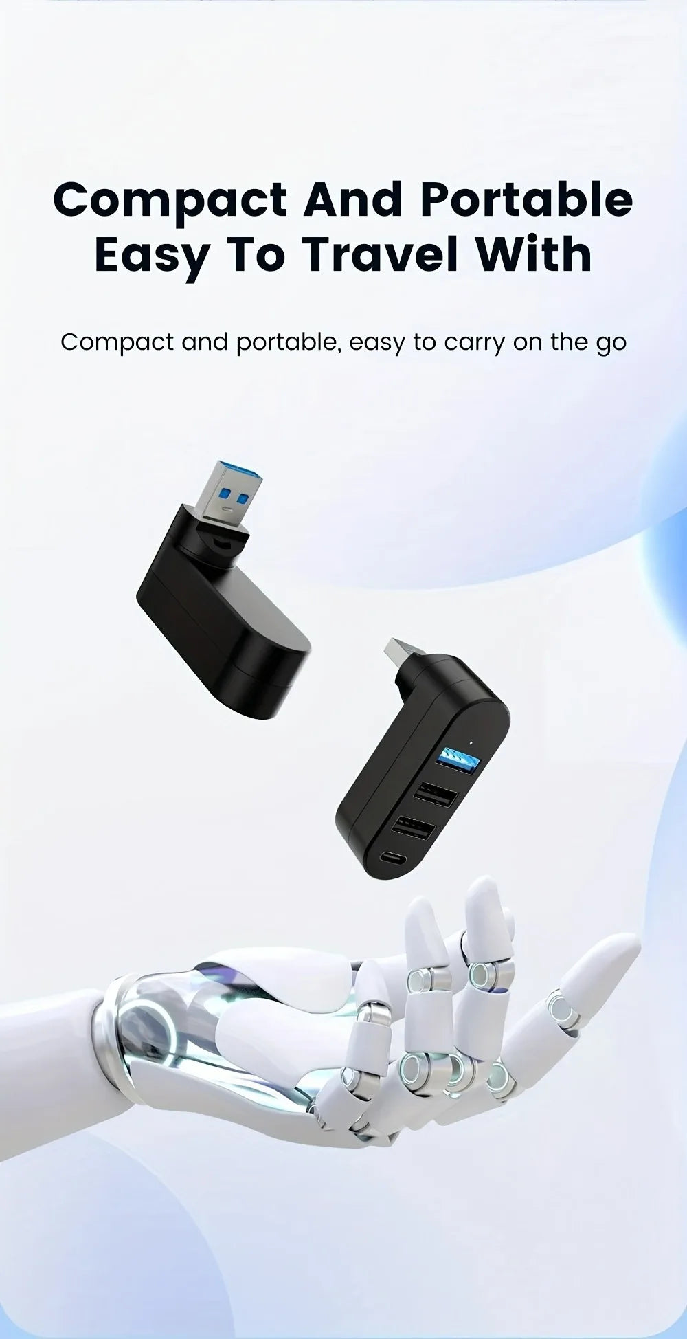 USB Hub 2.0 3.0 Adapter 180° Rotatable Multi Ports U Disk Card Reader Splitter High Speed Data Transfer For Computer Accessories