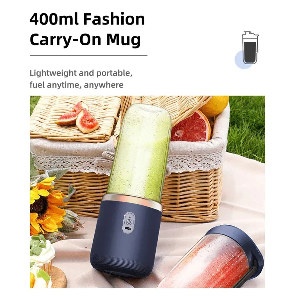 Household Fruit Mixer 400ML Electric Juicer Portable Food Milkshake Mixer Machine Multifunction 6 Blades Juicer Machine Blender