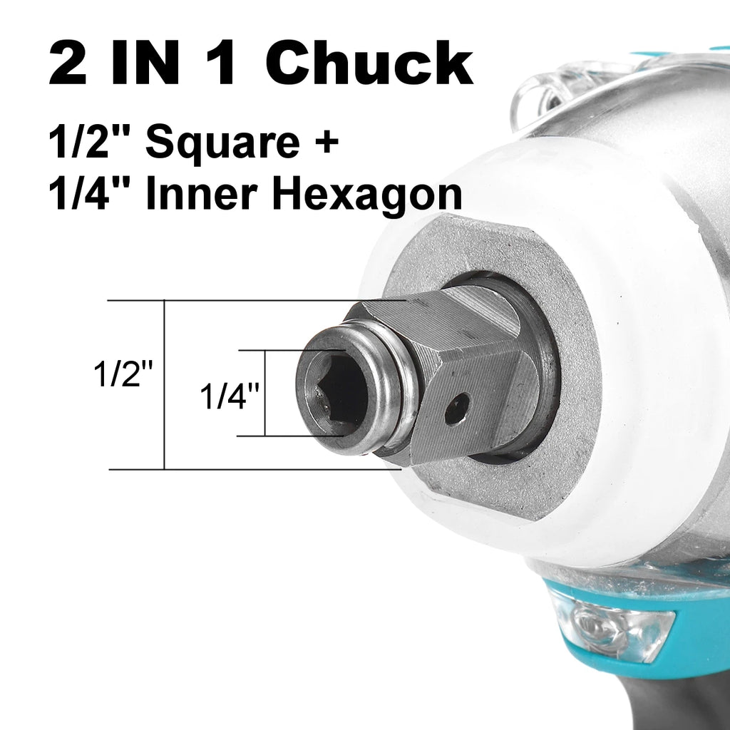 2 IN 1 Brushless Cordless Electric Impact Wrench 1/2 inch Socket Screwdriver Power Tools Without Battery For Makita 18V Battery