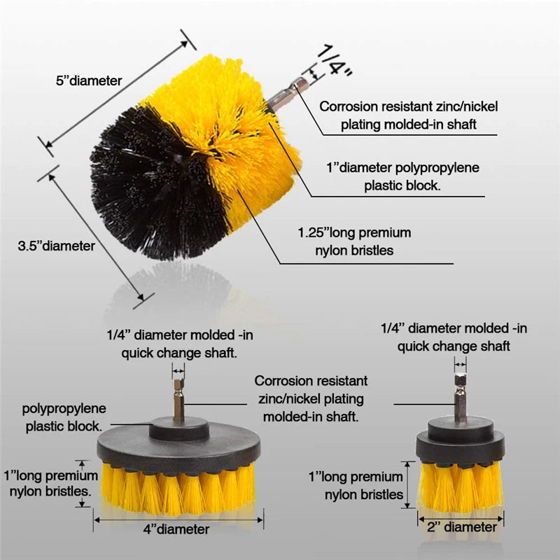3Pcs Power Scrubber Brush Electric Drill-Brush Power Scrubber Bathroom Surface Tub Shower Tile Cleaning Tools for Auto Care