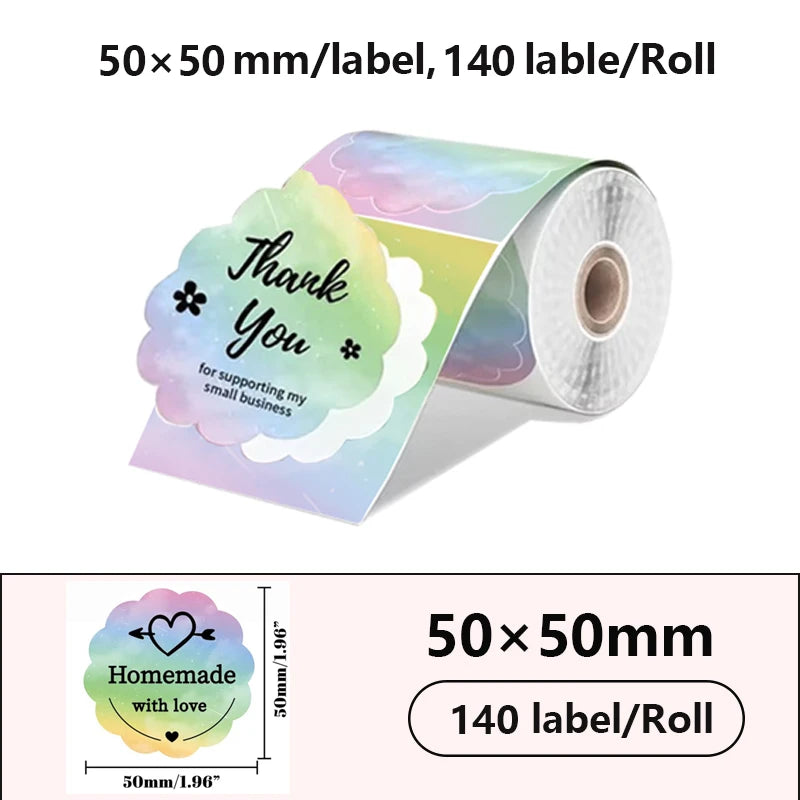 50x50mm Laser Sticker Self-Adhesive Thermal Adhesive Label Roll Compatible for Phomemo M110 M220 M200 E210 P50 DETONG P1 WP9520