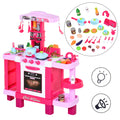 Homcom Kitchen Toy Set for Children over 3 Years Old Early Educational Role Play with 38 Accessories Included Pink