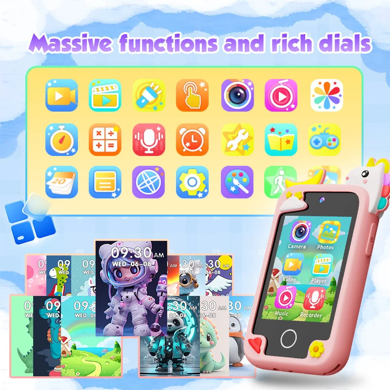 Children Kids Toy Phone Musical Unicorn Dinosaur Baby Mobile Selfie Camera MP3 Player Educational Toys Christmas Birthday Gifts