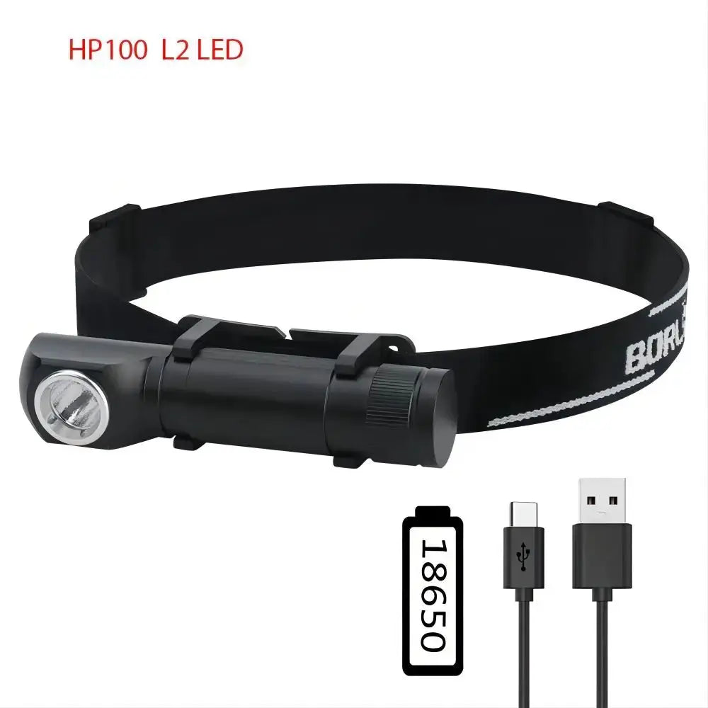BORUiT 1000LM LED Headlamp Waterproof 3-Mode Right Angle Flashlight Lightweight Powerful Head Torch for Camping And Hunting