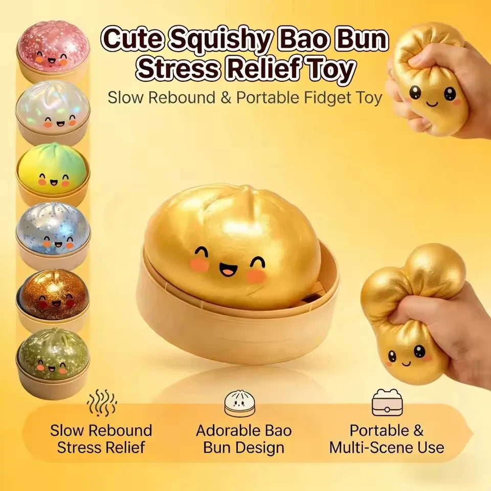 Dumpling shaped pressure reducing simulation ball, with a soft and slow bouncing touch, suitable for decompression, office and h
