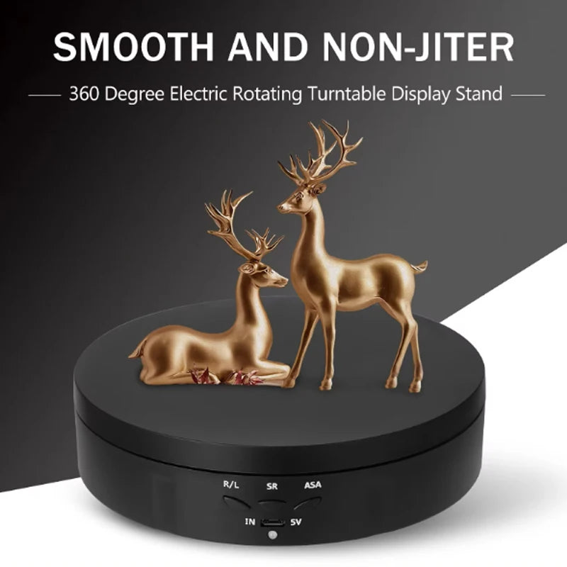USB-Powered Rotating Turntable with 3 Speed Modes 360° Motorized Display Stand for Product Photography Jewelry&Video Shooting