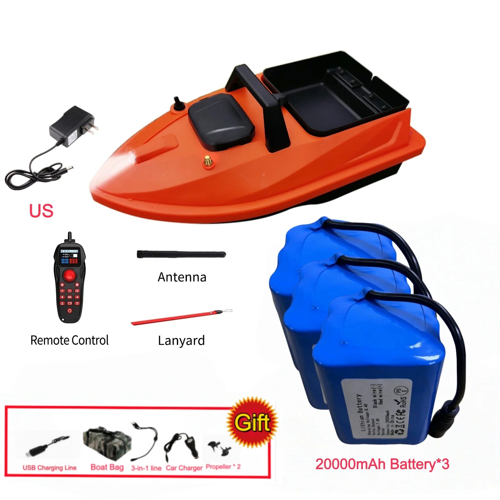 GPS Fishing Bait Boat 500M Distance 1.5KG Loading Electronic Anchored Cruise Control RC Nest Bait Boat Outdoor Sports Fishing To